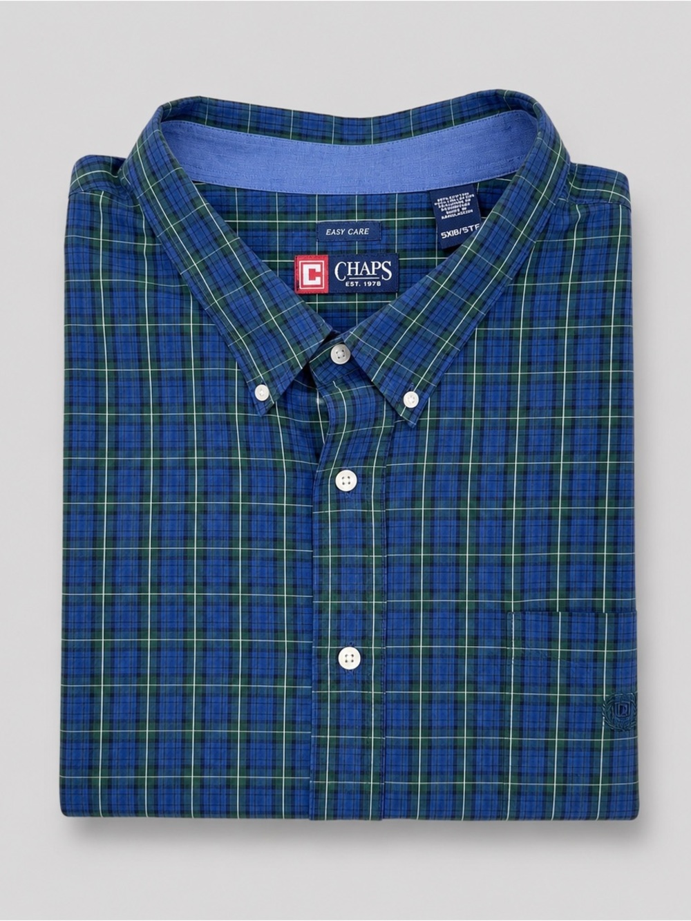 Chaps Mens Tartan Plaid Button Down Shirt 5XB Preppy Long Sleeve Classic